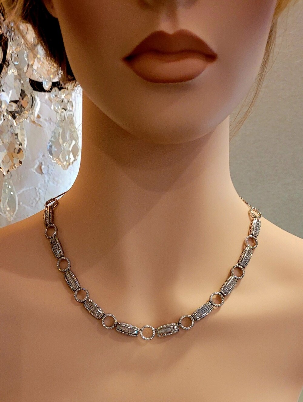 Romantic Baguettes & Pave  BellaLuce Diamond Statement Piece Necklace Adjustable